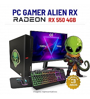 CONJUNTO GAMER ALIEN RX | RX550-4GB | RYZEN 5 PRO=I7-7700 | 16GB RAM | 240GB SSD COM MONITOR + ACESSORIOS