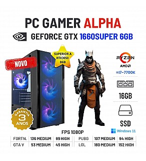 PC GAMER ALPHA NOVO | GTX1660SUPER-6GB=RTX3050-8GB | RYZEN 3 = i7-7700K | 16GB RAM | 480GB SSD OFERTA KIT TECLADO+RATO+TAPETE