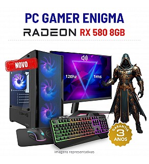 CONJUNTO GAMER ENIGMA | RX580-8GB | i3-10GEN=I7-7700 | 16GB RAM | 480GB SSD COM MONITOR + ACESSORIOS