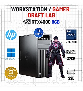 WORKSTATION/GAMER DRAFT LAB HP Z440 | XEON 18 CORES SUPERIOR A i9-9900 | 32GB RAM | 960GB SSD | QUADRO RTX4000 8GB