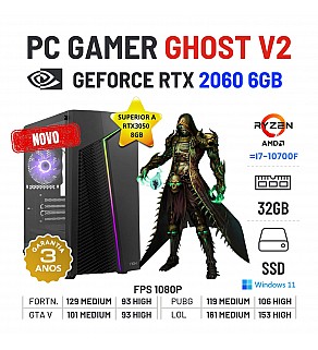 PC GAMER GHOST V2 NOVO | RTX2060-6GB SUPERIOR A RTX3050-8GB | RYZEN 5 = i7-10700F | 32GB RAM | 480GB SSD OFERTA KIT TECLADO+RATO+TAPETE