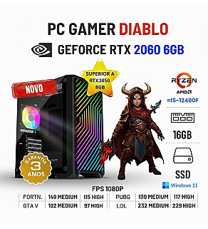 PC GAMER DIABLO NOVO | RTX2060-6GB SUPERIOR A RTX3050-8GB | RYZEN 5 PRO = i5-12400F | 16GB RAM | 480GB SSD OFERTA KIT TECLADO+RATO+TAPETE
