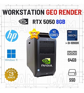 WORKSTATION HP Z8 3D/CAD GEO RENDER | DUPLO XEON 40 CORES SUPERIOR A i9-10900K | 64GB RAM | 480GB SSD | RTX 5050-8GB