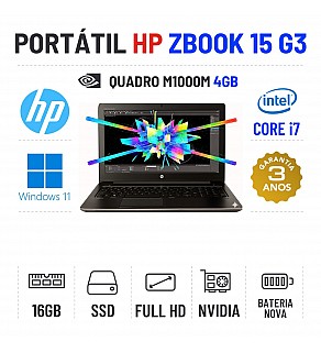 HP ZBOOK 15 G3 | 15.6" FULLHD | I7-6700HQ | 16GB RAM | 480GB SSD | QUADRO M1000M 4GB | BATERIA NOVA