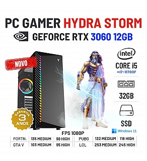 PC GAMER HYDRA STORM NOVO | RTX3060-12GB | i5-13GEN=i7-11700F | 32GB RAM | 960GB SSD OFERTA KIT TECLADO+RATO+TAPETE