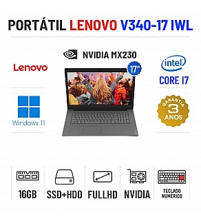 LENOVO V340-17 IWL | 17" FULLHD | i7-8565U | 16GB RAM | SSD+HDD | NVIDIA MX230 | TECLADO NUMÉRICO