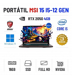 MSI THIN B12UCX | 15.6'' FULLHD | i5-12450H | 16GB RAM | 480GB SSD | RTX 2050 4GB 
