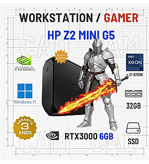 WORKSTATION/GAMER HP Z2 G5 MICRO/MINI | XEON=i7-8700K | 32GB RAM | 960GB SSD | RTX3000-6GB=RTX3050-6GB